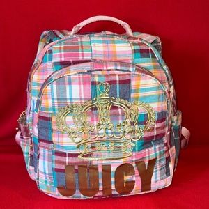 NWT Royal JUICY COUTURE Madras Backpack Bag Plaid  School Work Rare Vintage